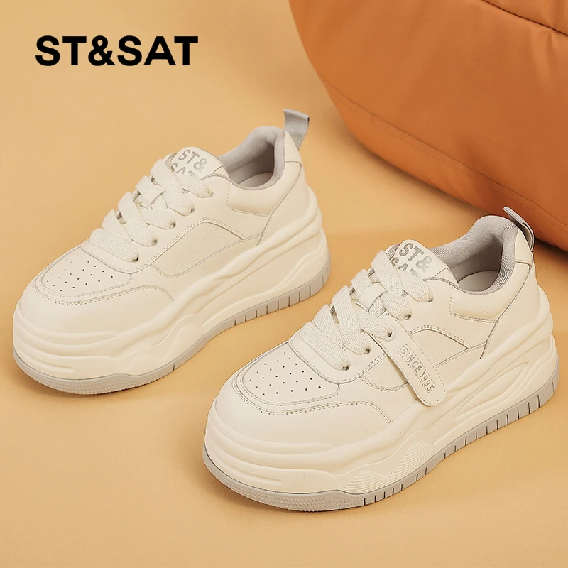 星期六女鞋运动板鞋小白鞋休闲时尚潮流鞋百搭厚底松糕鞋增高春季
