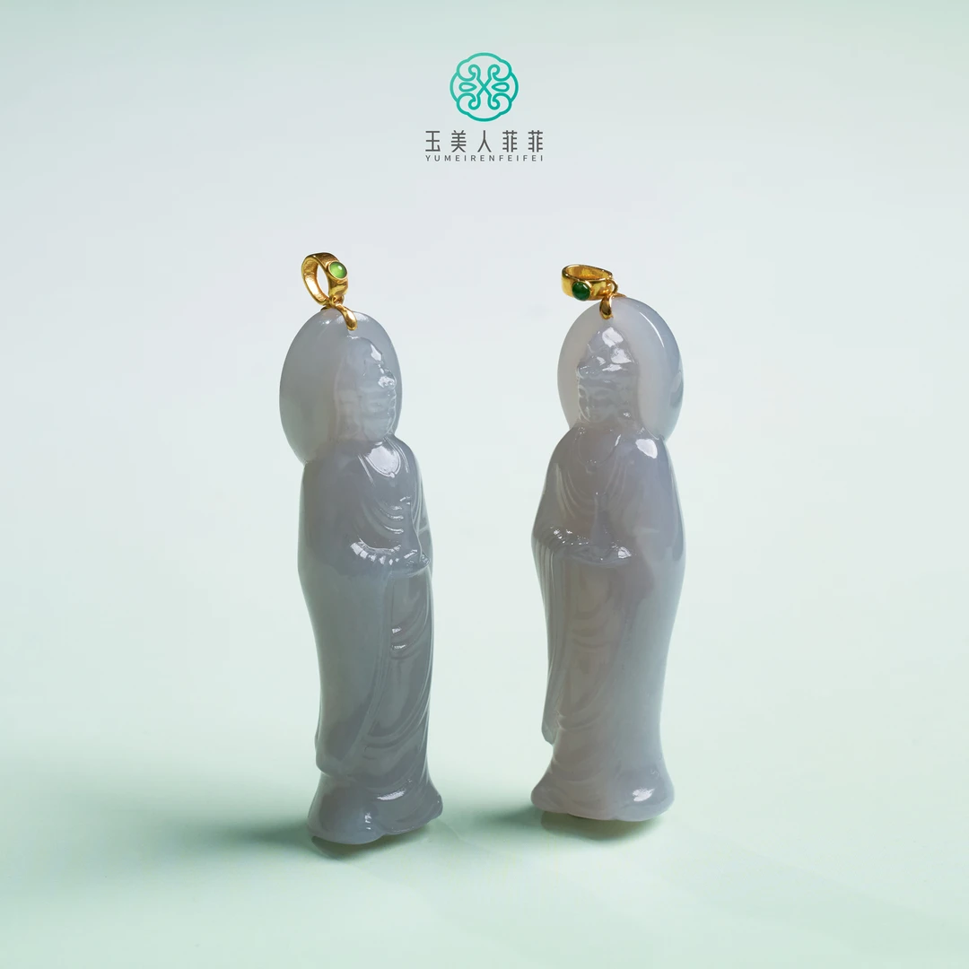 珠光宝气&和田玉观音吊坠约13*45mm&多样性发一