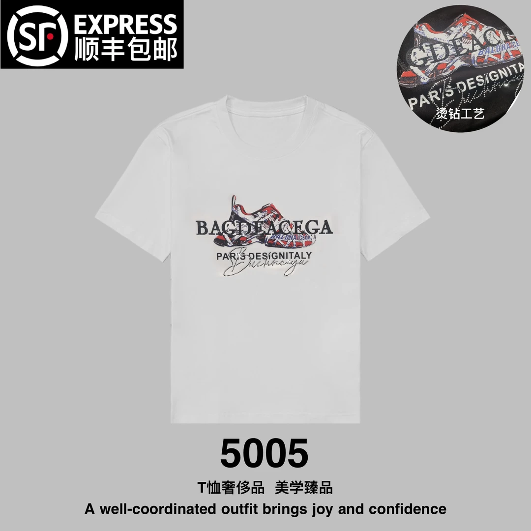 5005美式潮流轻奢短袖T恤男个性ins街头复古百搭半袖情侣上衣
