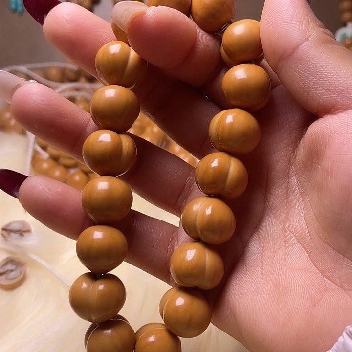 没***！猴头核桃手串16尺寸镜面柯基屁桃手持全品无暇