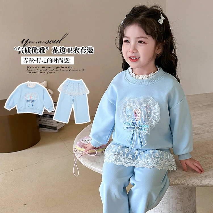 女宝套装2025春季新款洋气春秋卡通动漫公主风女童中小童两件套韩