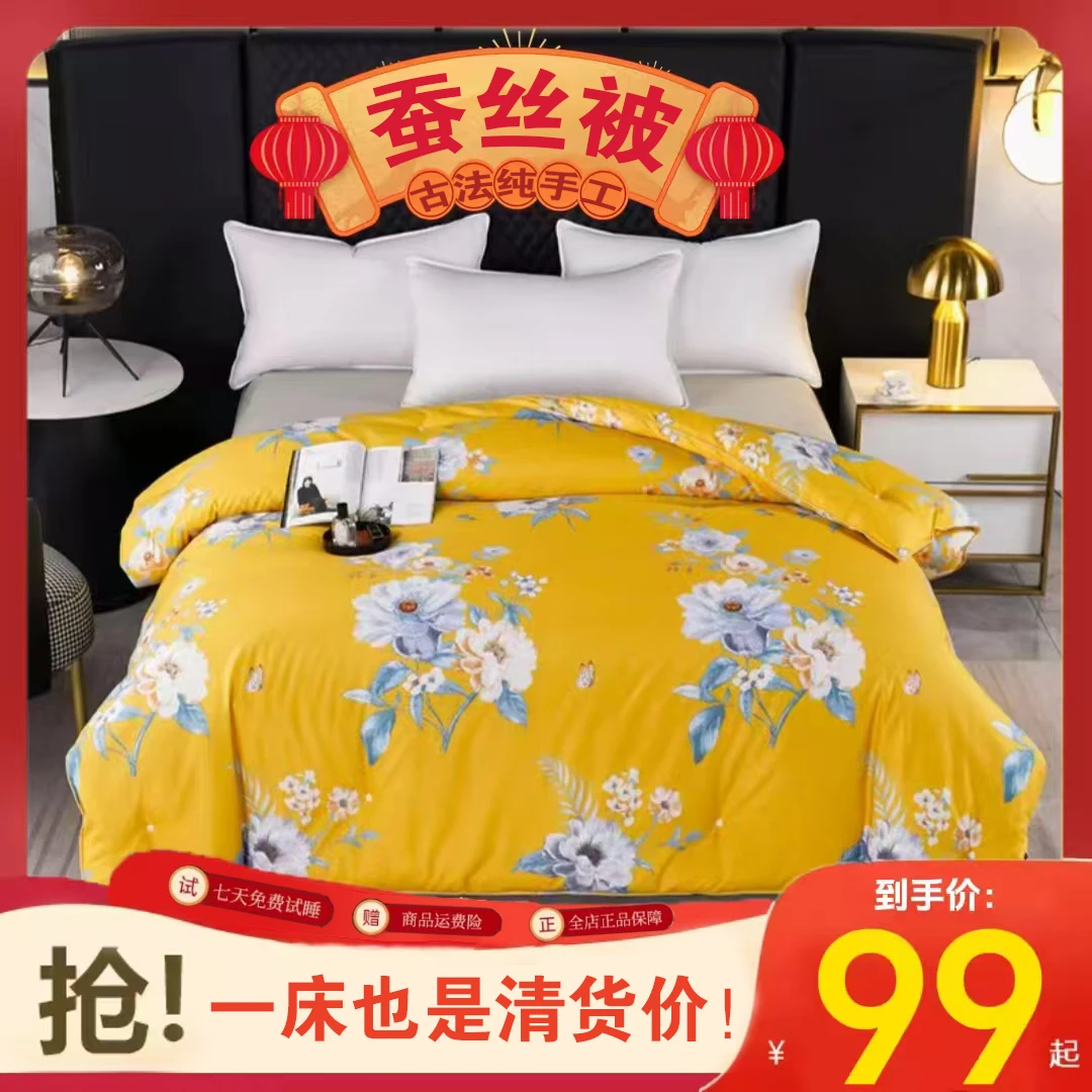 蚕丝古法纯手工双宫茧桑蚕丝春秋被加厚冬被四季被空调被h