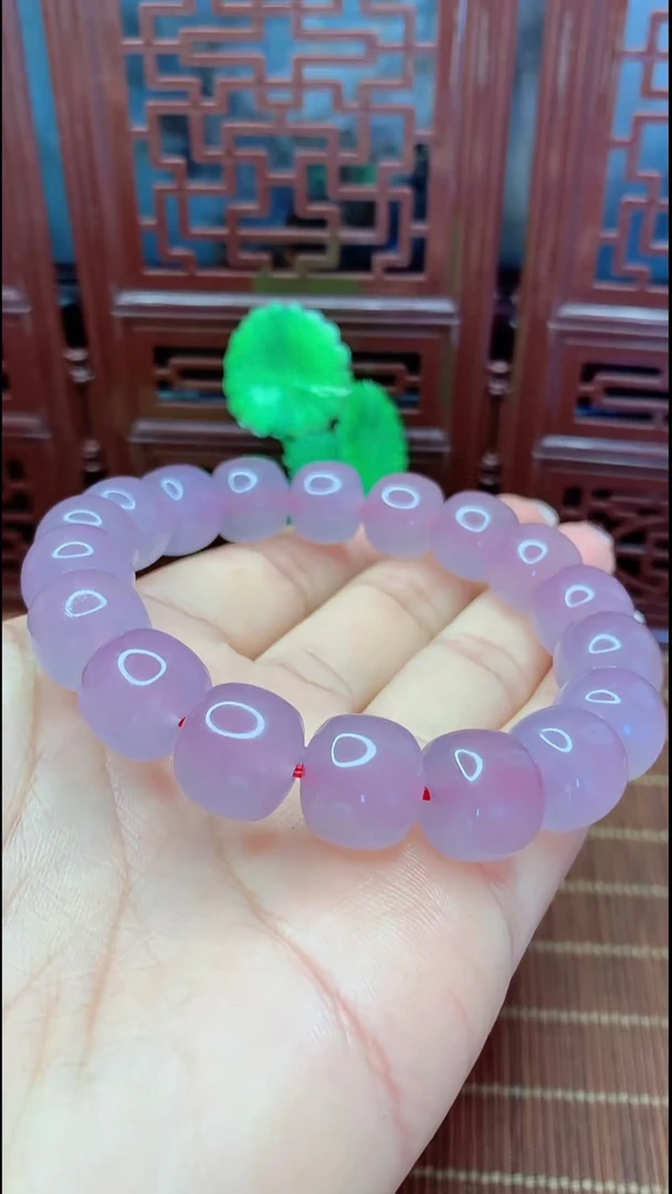 天然北票树化玉紫冰手串老型珠1.2×1.3