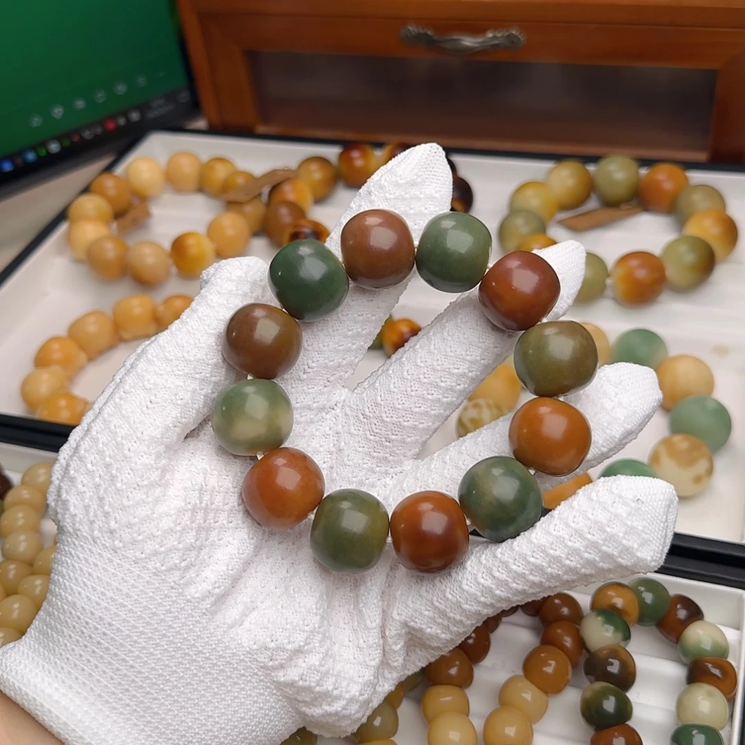 菩提根/象牙果手串卡21干磨苹果微微瑕