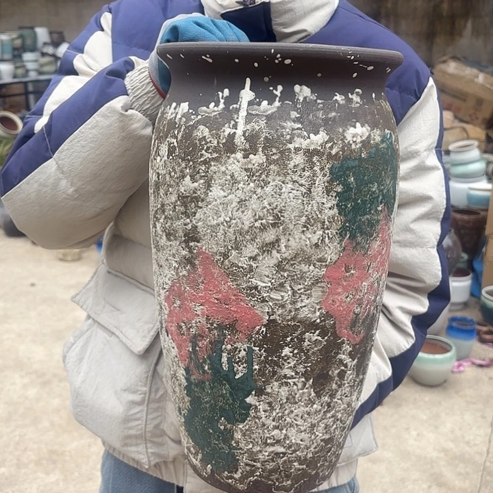 紫砂茶碗油画口径20高度40