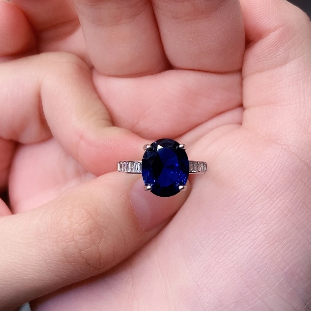 戒指银S925镶嵌蓝宝石