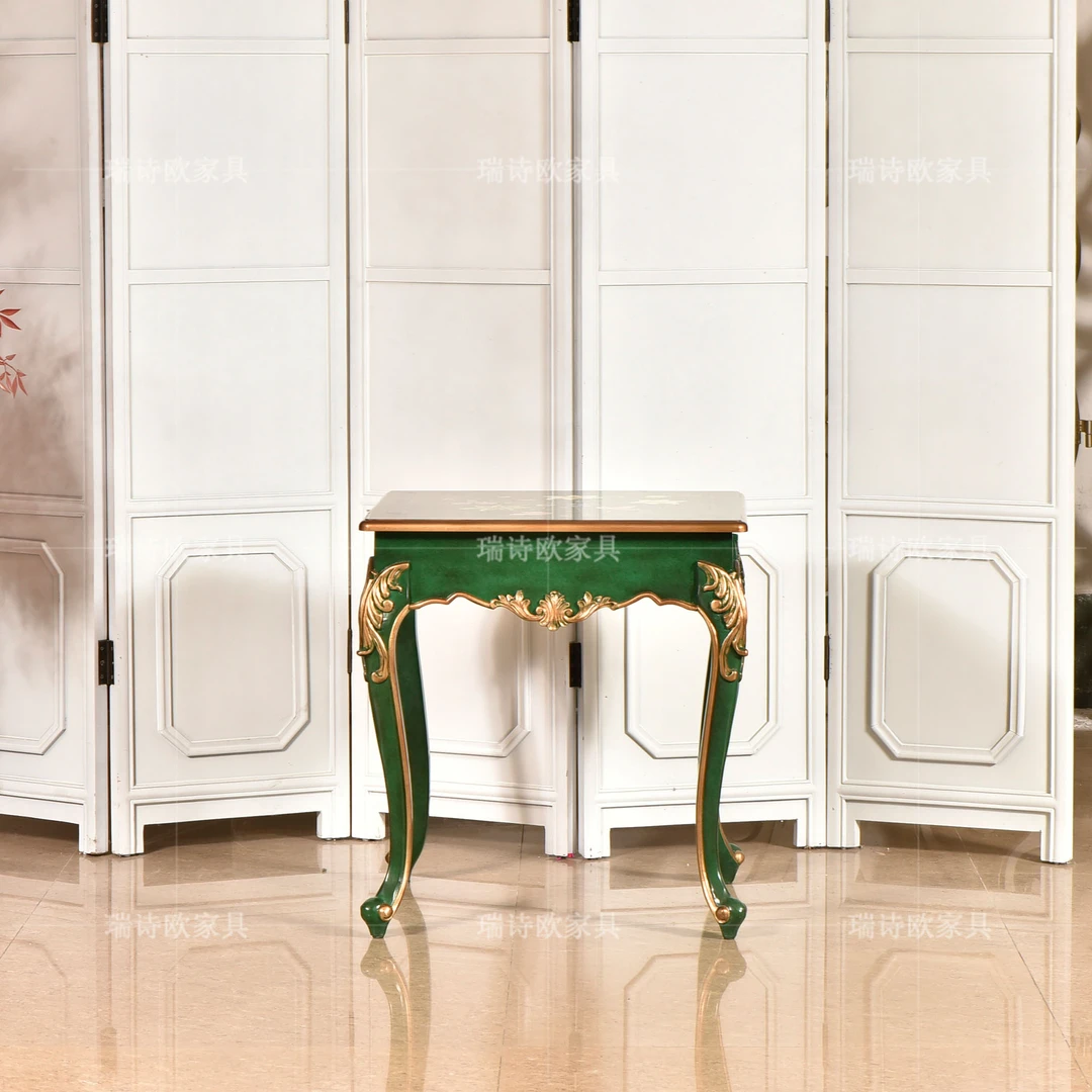 美式乡村 彩绘复古茶几沙发小角几 客厅实木方几家用