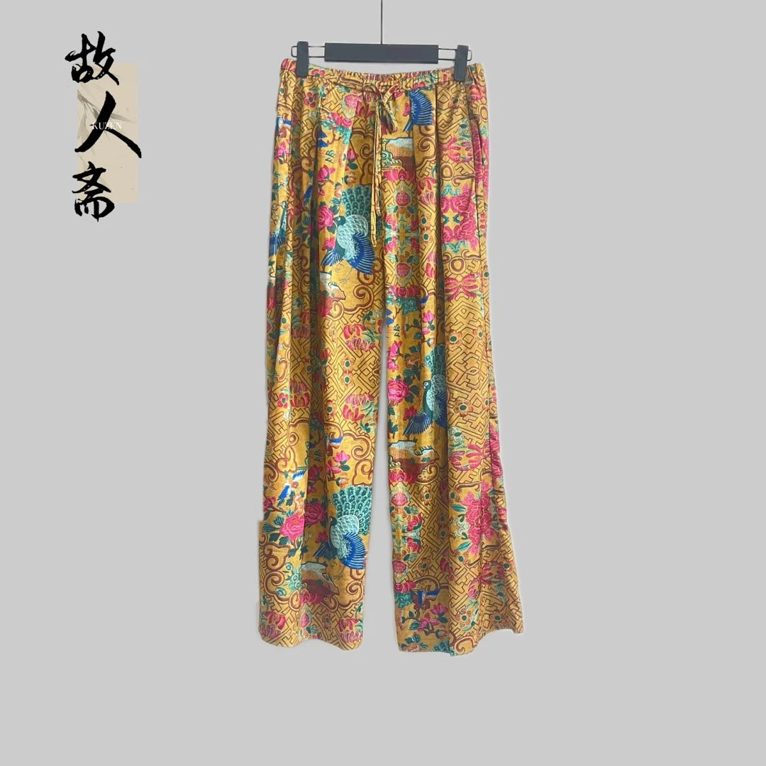 【4020】新中式国风2025新款时尚休闲提花长裤-4020