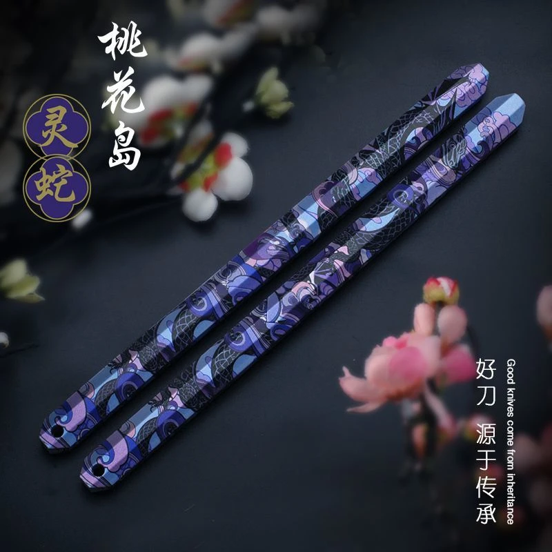 创意灵蛇猛蛟直刀花纹钢户外露营锋利多功能水果直刀厨房家用小刀