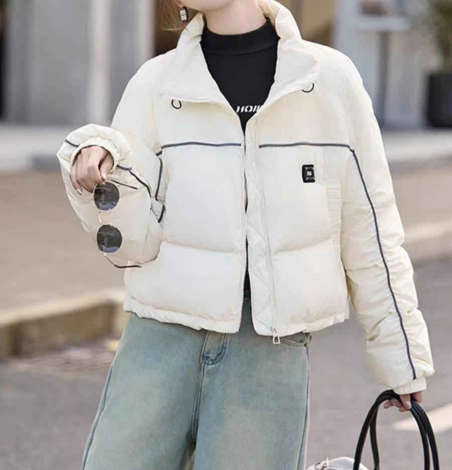 81233-3-DQ米白色立领加厚短款外套