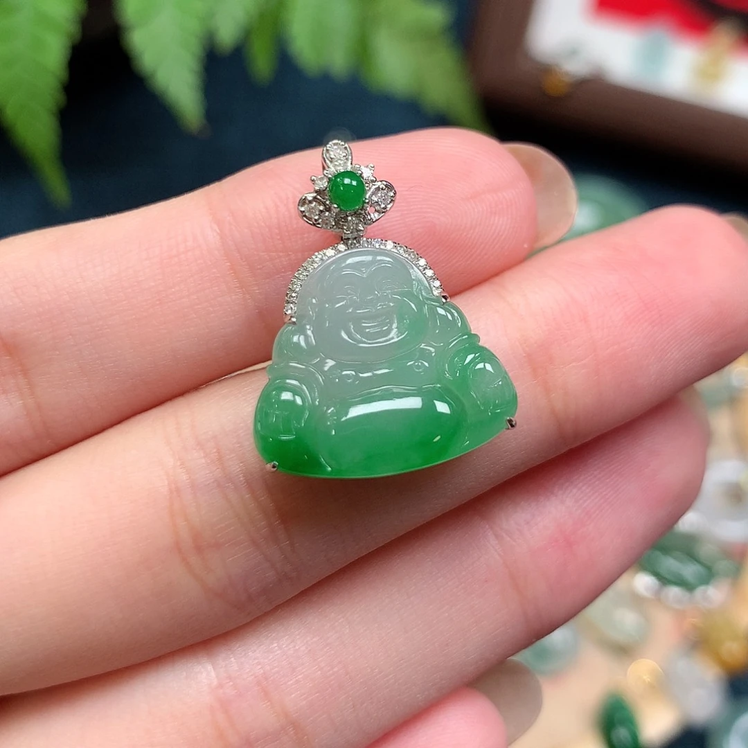 翡翠18K金镶嵌吊坠(不含链)