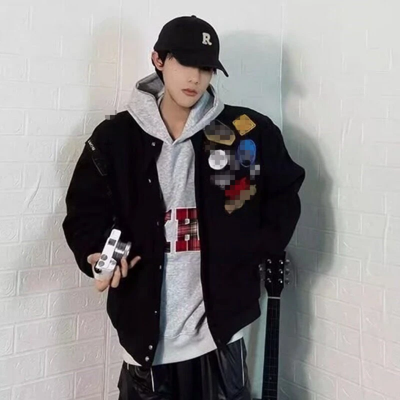 美式高街字母徽章刺绣飞行夹克男2025春秋季设计感小众棒球服外套