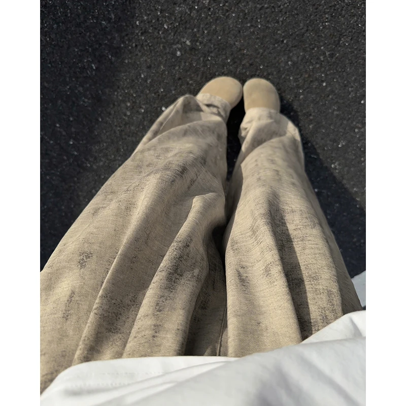 复古扎染裤子男款夏季潮牌宽松直筒冰丝痞帅高级感垂感休闲长裤