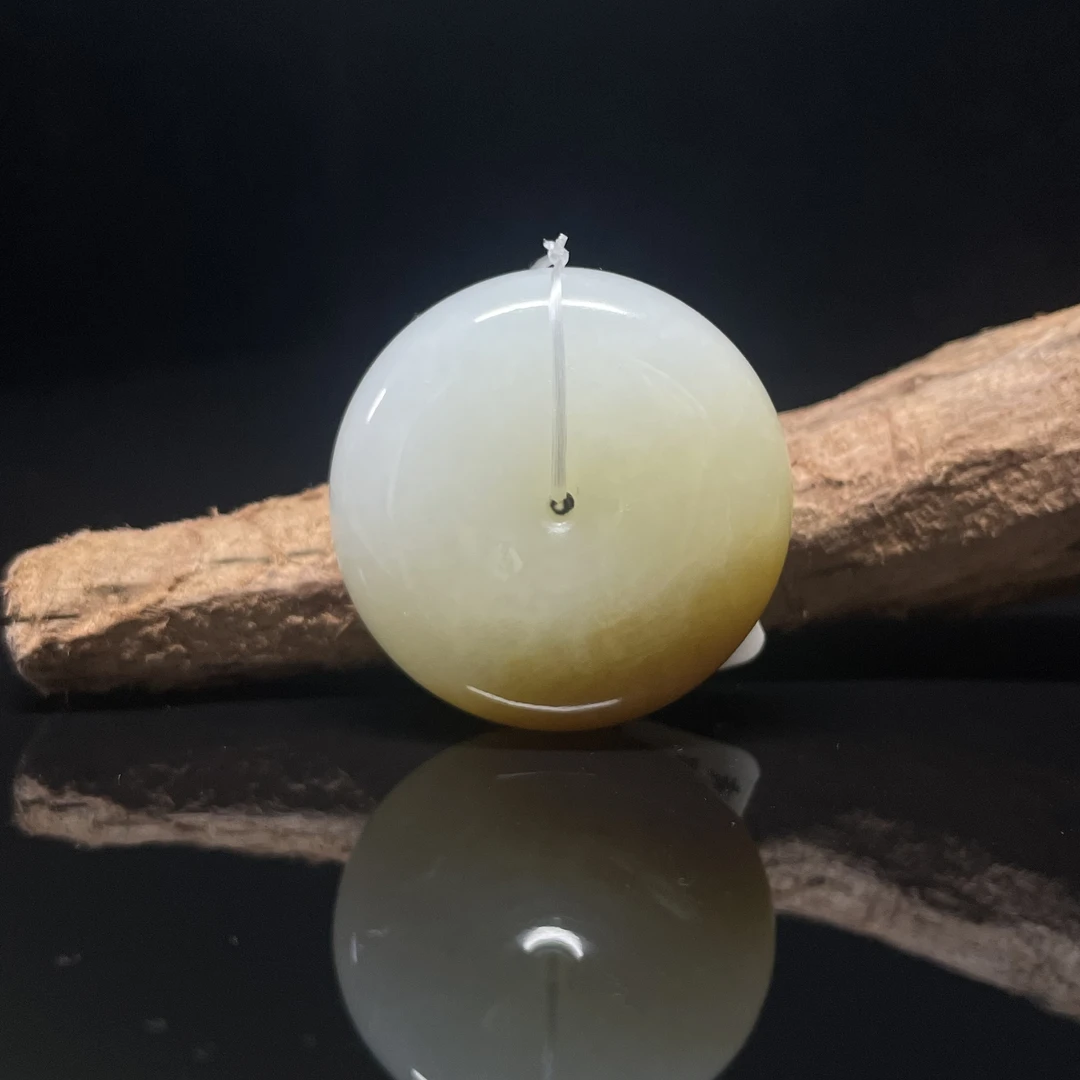 【蛮石】和田玉平安扣吊坠挂件约卡32.8*12.8mm M52-022