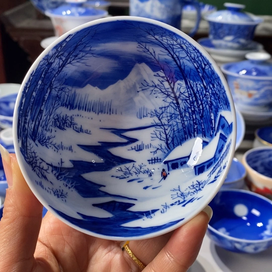 青花雪景主人杯杯