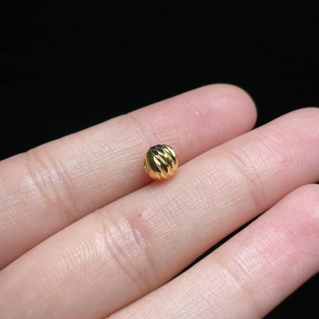 925银银制品 【玉氏珠宝】925银金色斜刀珠吊坠5mm+ ZC0560004