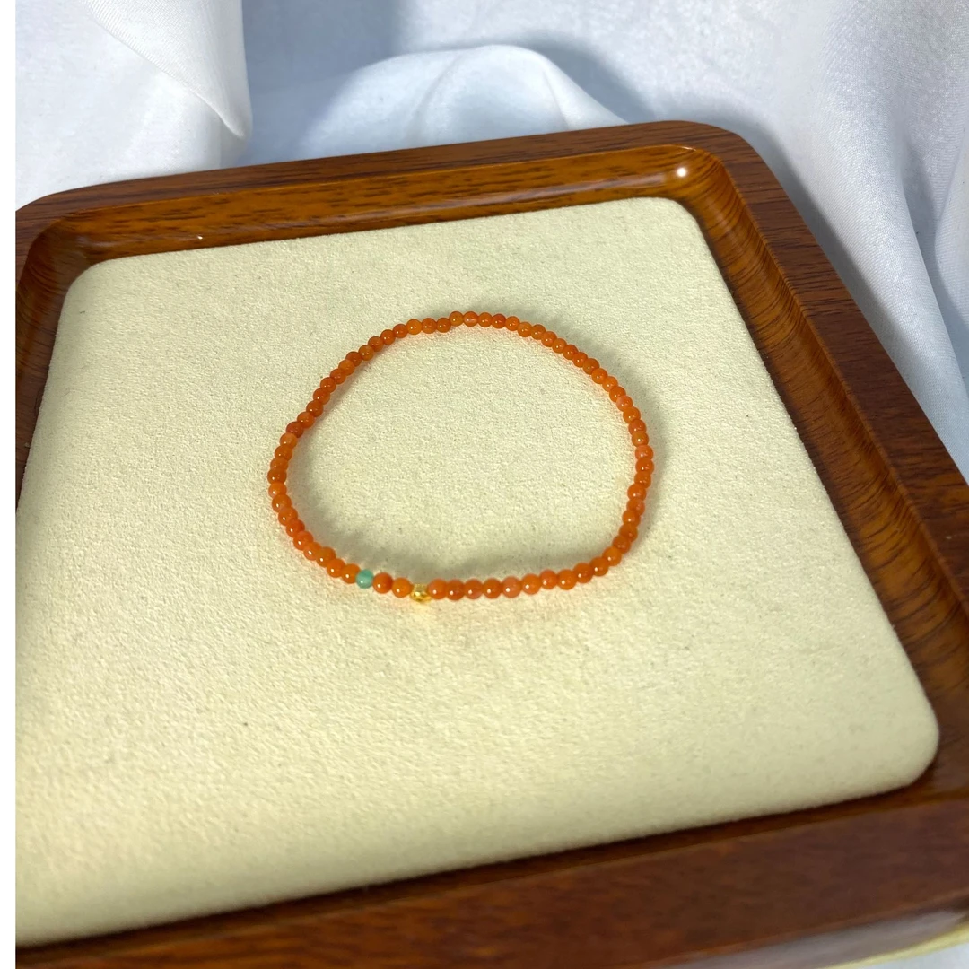 kiki珠宝 2mm南红+2mm绿玛瑙925手链 y1080