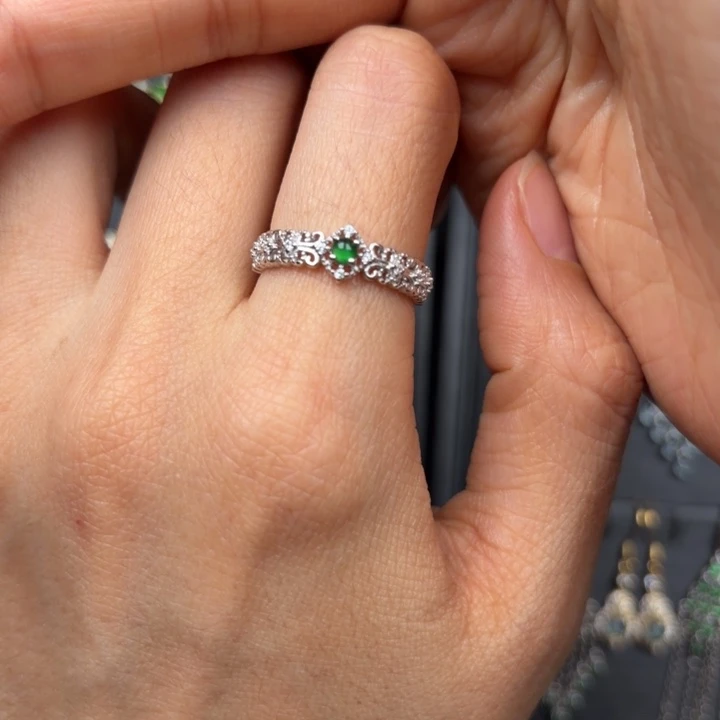 翡翠银S925镶嵌耳饰