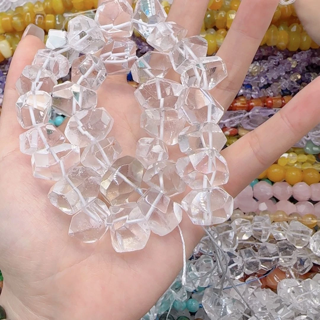 玛瑙/玉髓珠宝半成品未镶嵌老矿料白水晶切面一条