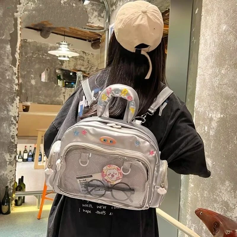 吧唧小众甜美高级感刺绣手提痛包可爱少女休闲背包迷你双肩包女包