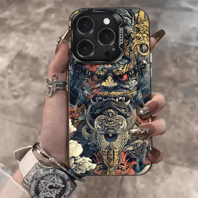 怒目金刚适用苹果16promax手机壳15防摔iPhone13保护套14创意个性