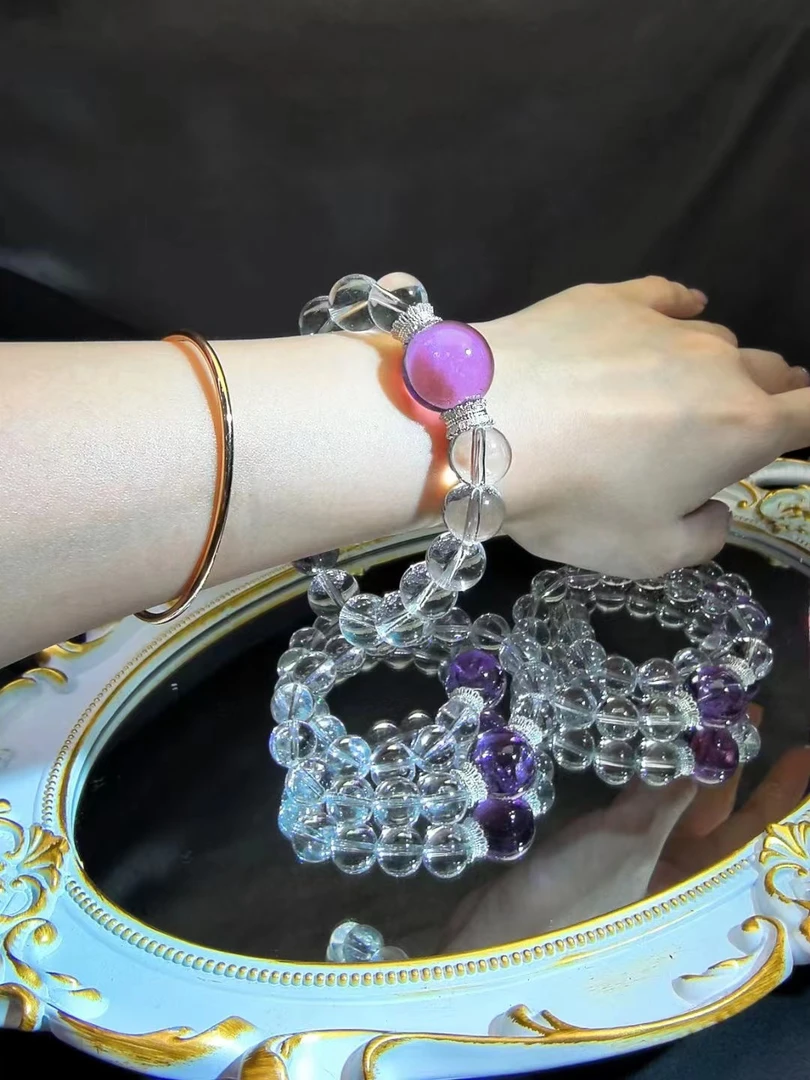 铜合金石英石项链 石英石紫色单株款手串