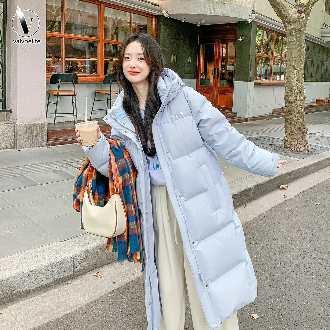 VALVOELITE女装长版羽绒服女冬季新款长过膝情侣加厚长款鸭绒服