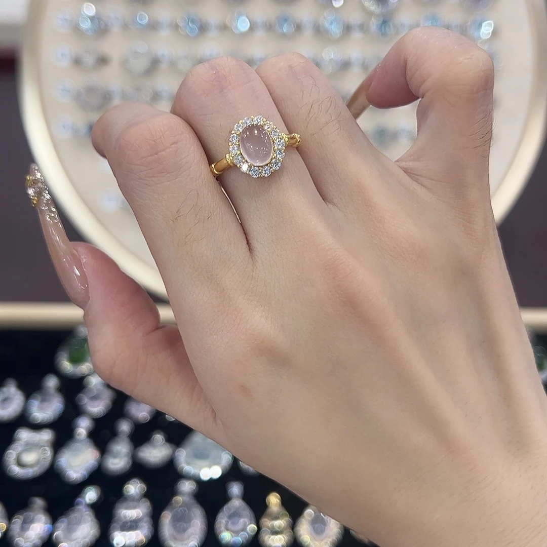 来***️戒指芙蓉石银S925镶嵌