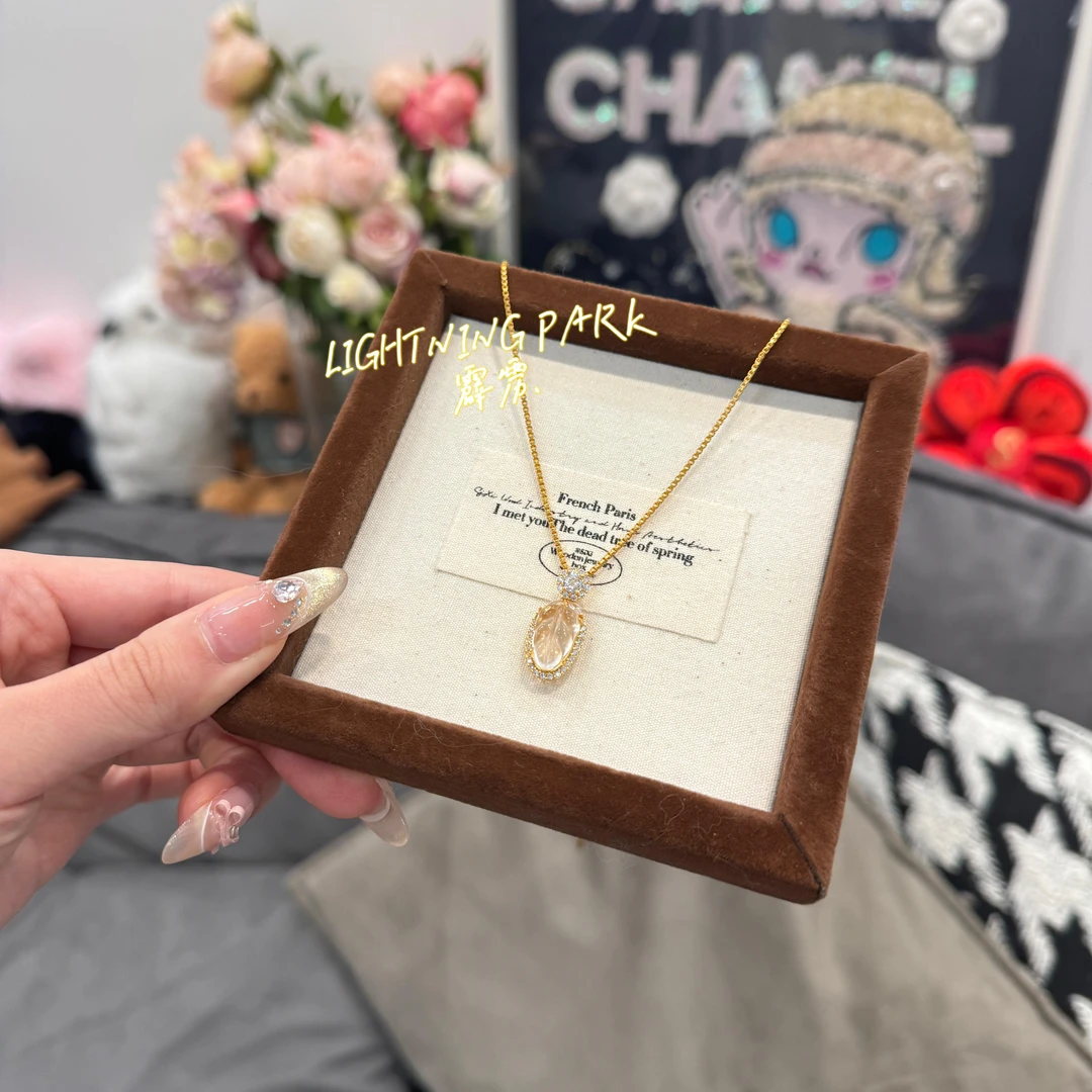 镀k金【霹雳配饰公园】新中式国风叶子吊坠项链