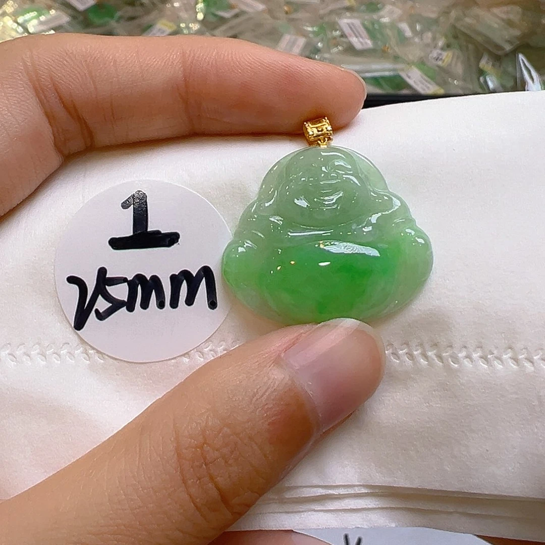 翡翠18K金镶嵌吊坠(不含链)翡翠