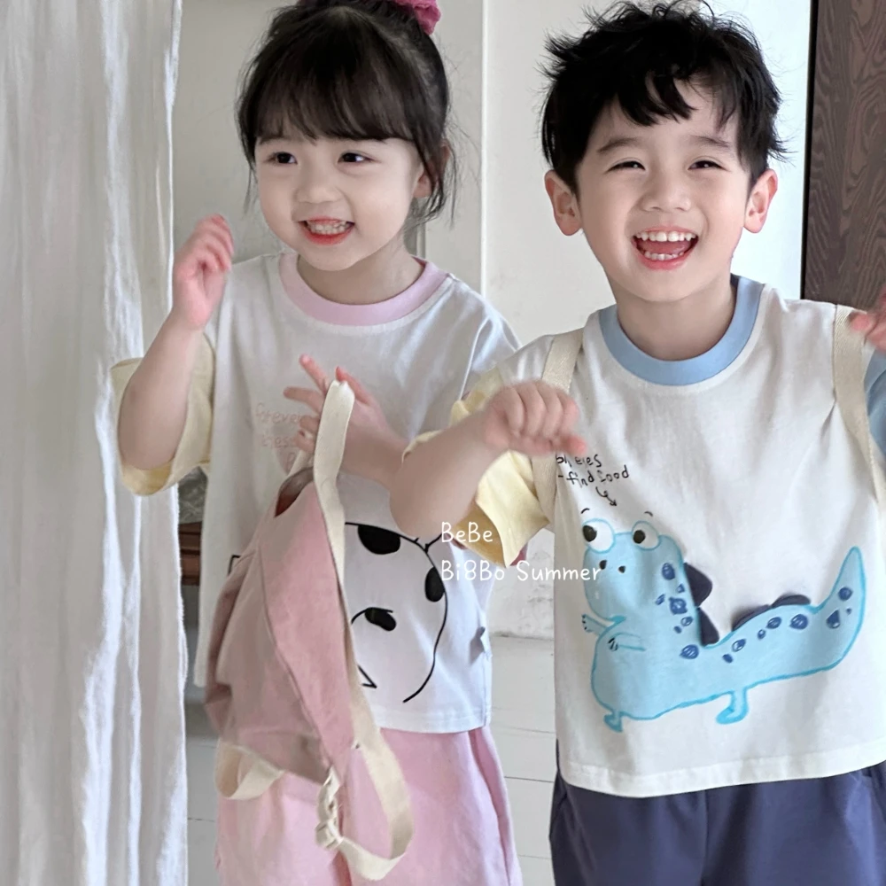 bi8bo2025夏季新款儿童纯棉爆款卡通韩版薄款短袖短裤套装31151