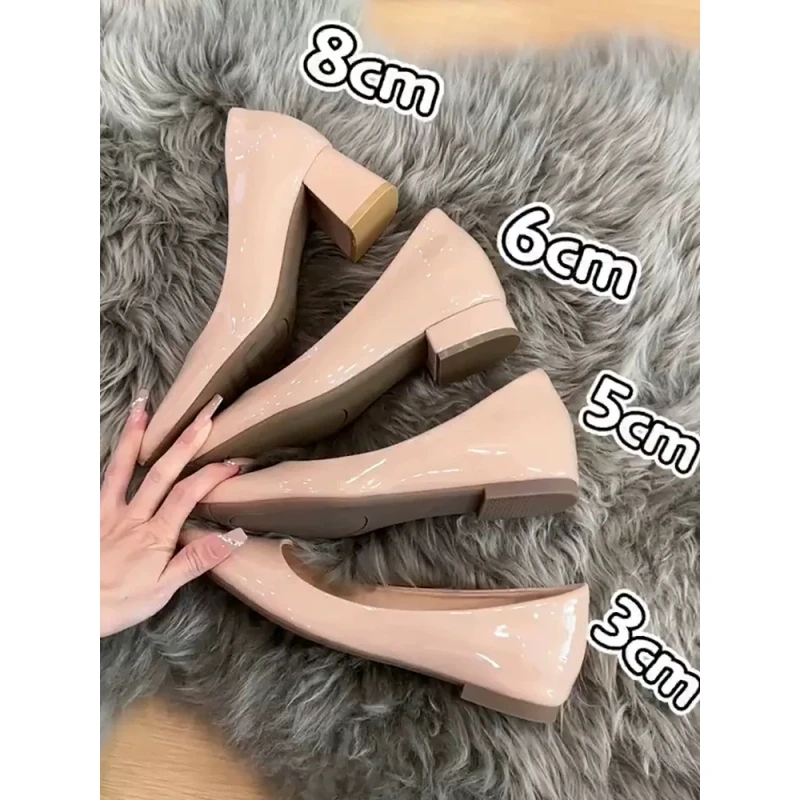 真皮裸色内增高尖头单鞋女春夏浅口露趾缝百搭软底工作通勤高跟鞋