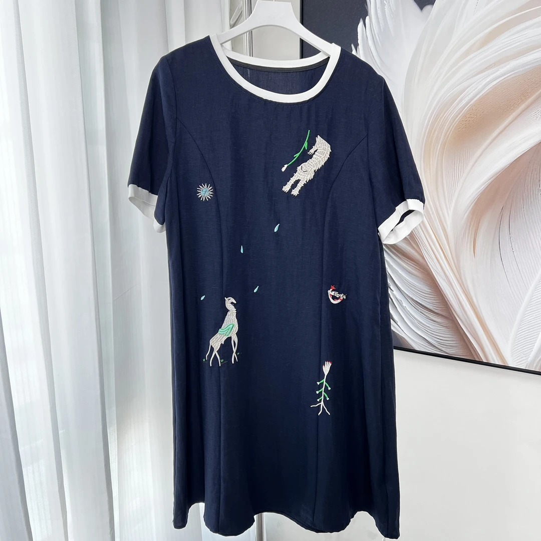 【女权贵族】夏季女士休闲刺绣连衣裙-3369