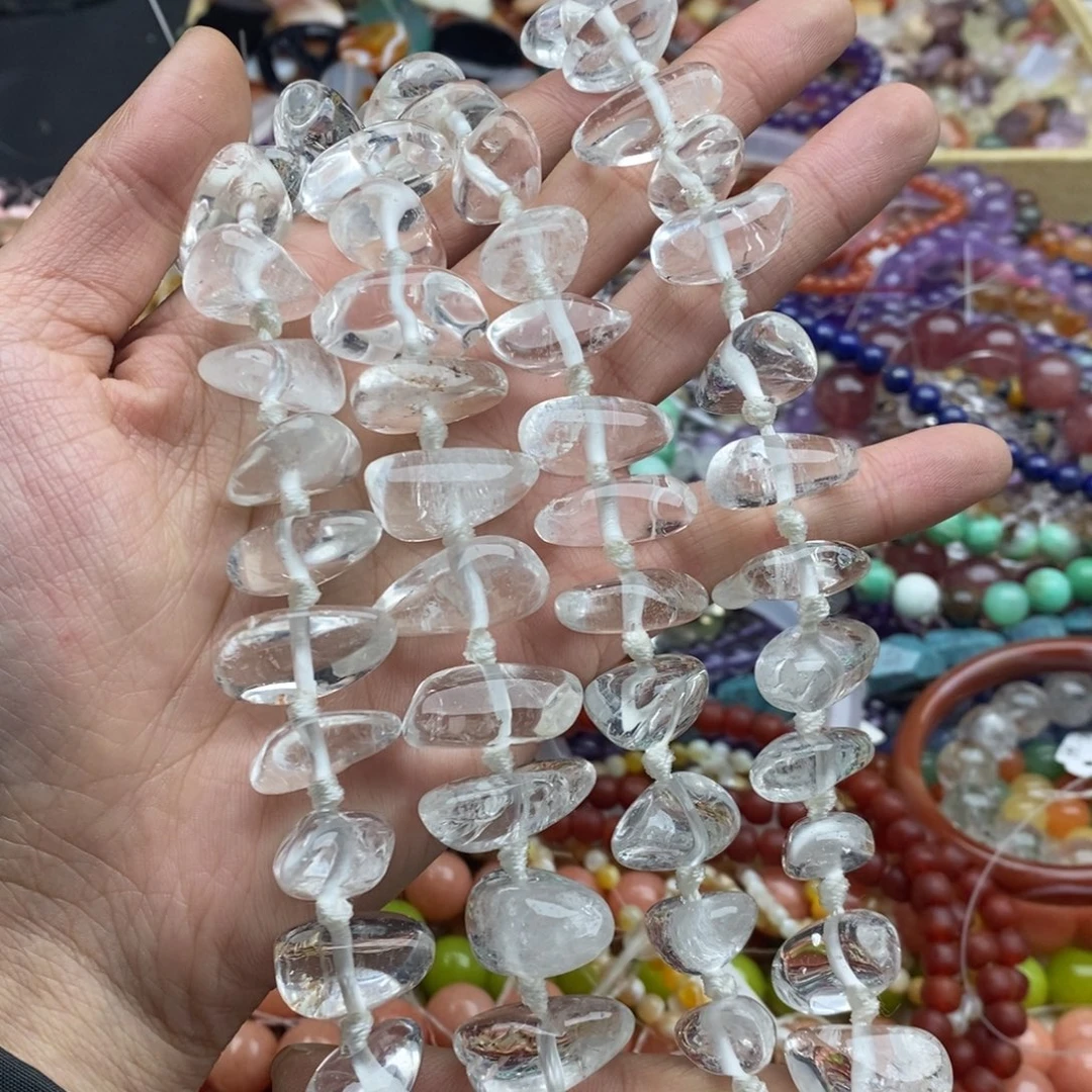 玛瑙/玉髓未镶嵌珠宝半成品一条纯天然白水晶大随行带微棉