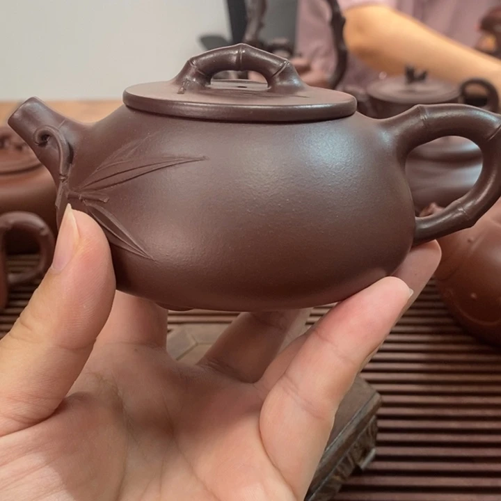 茶壶紫砂竹节石瓢230毫升微瑕疵不退换