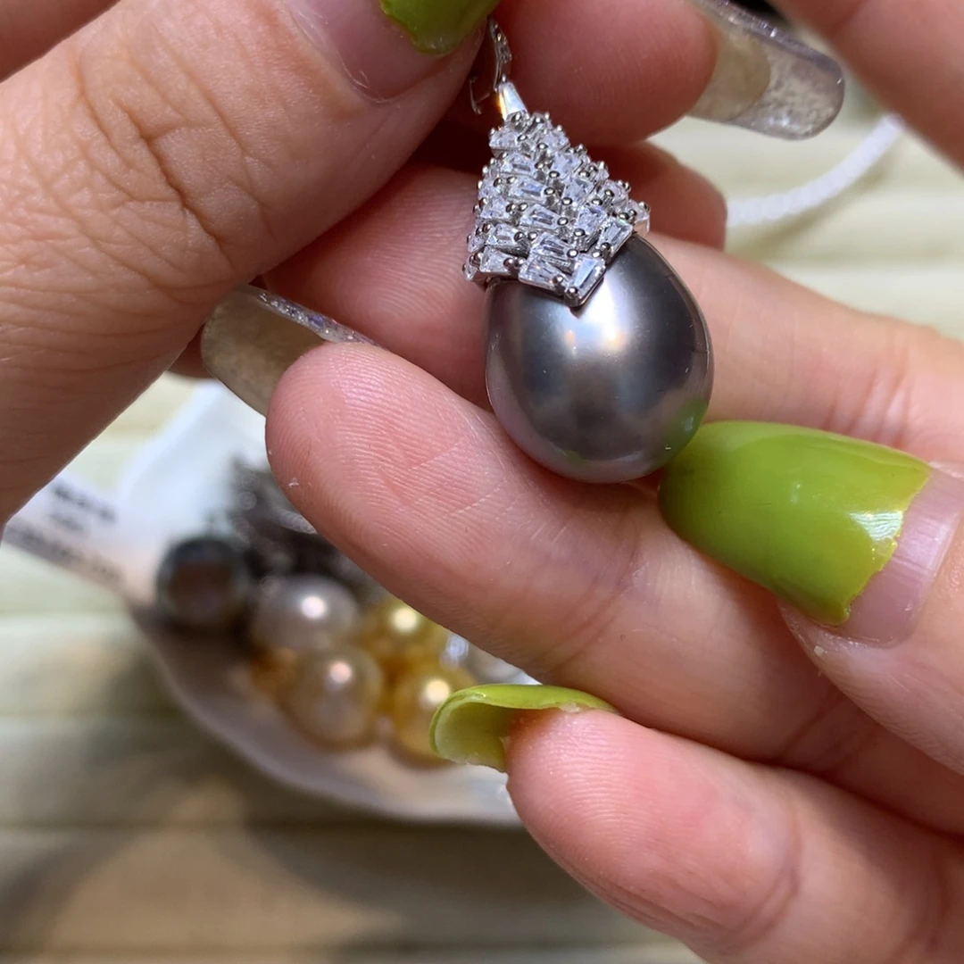 海水珍珠银S925镶嵌颈饰