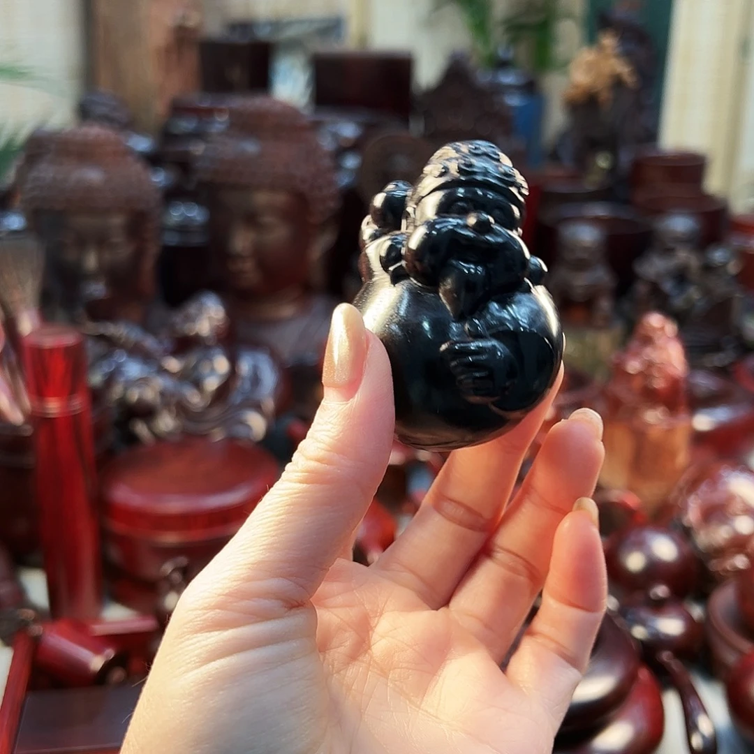 紫光檀紫光檀财神爷手把件