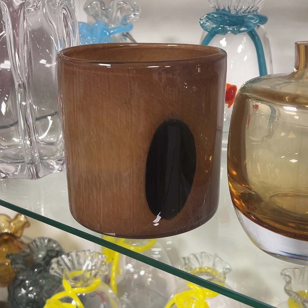 琉璃高15棕色黑点琉璃花器