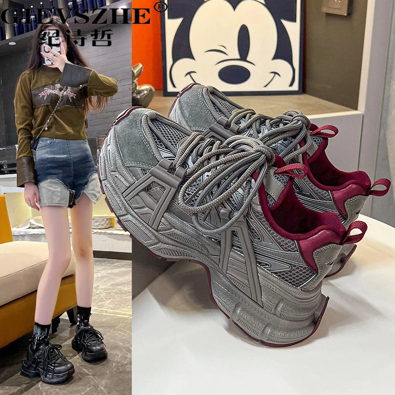 纪诗哲女鞋潮流百搭老爹鞋女秋冬新款厚底增高时尚休闲运动鞋女款