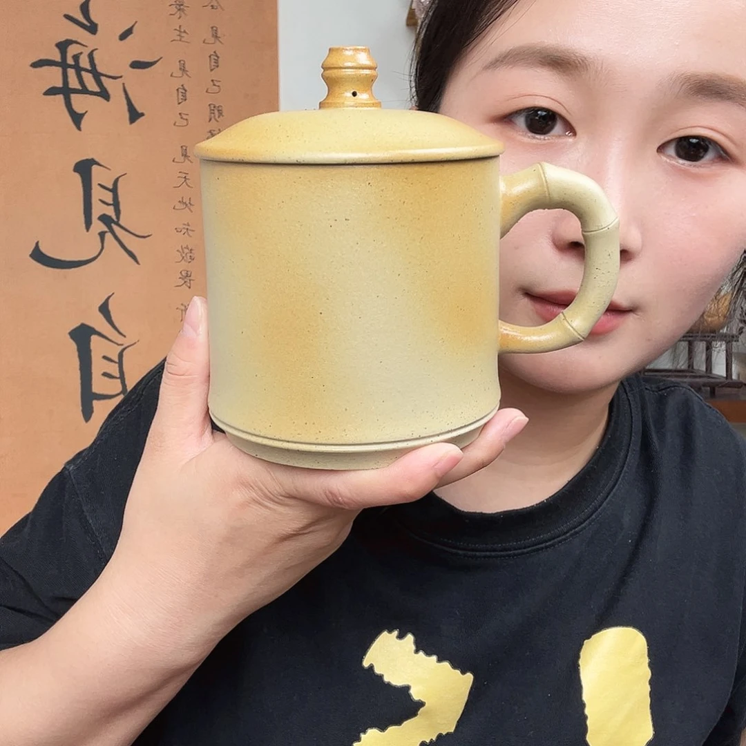 茶杯紫砂以**物紫砂盖杯竹节杯古法柴烧