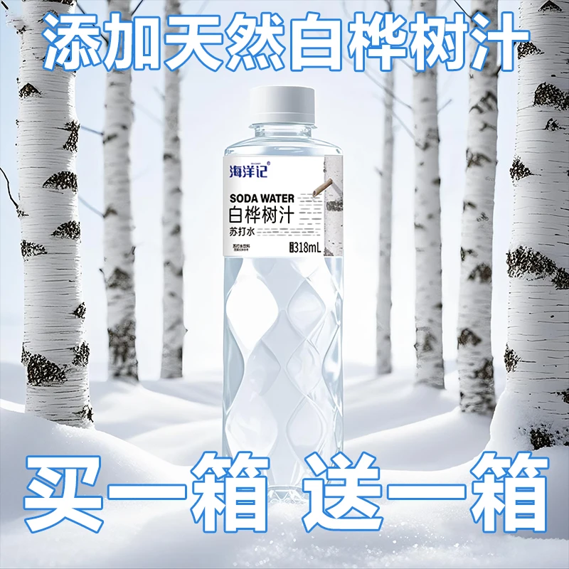 【买一箱发两箱】白桦树苏打水饮料网红饮品清爽特惠夏日水整箱批发