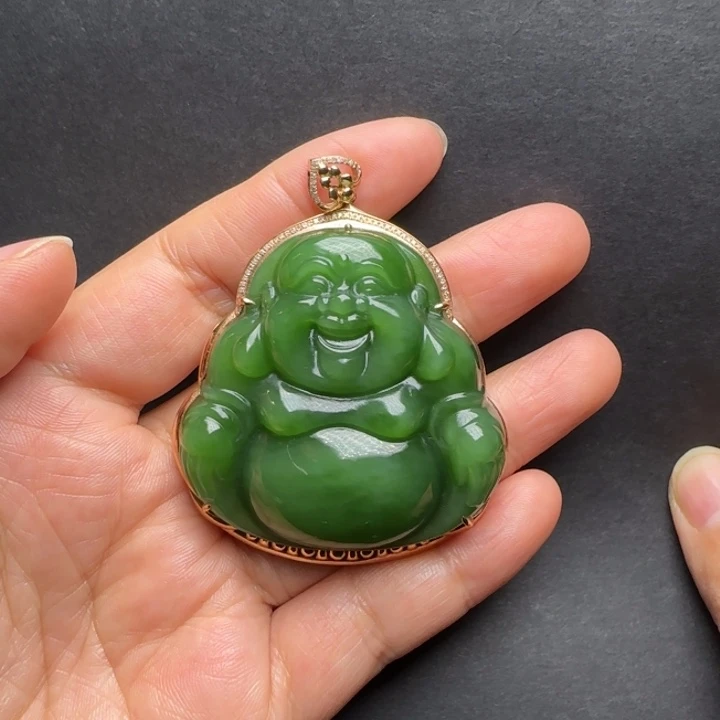 和田玉颈饰18K金镶嵌