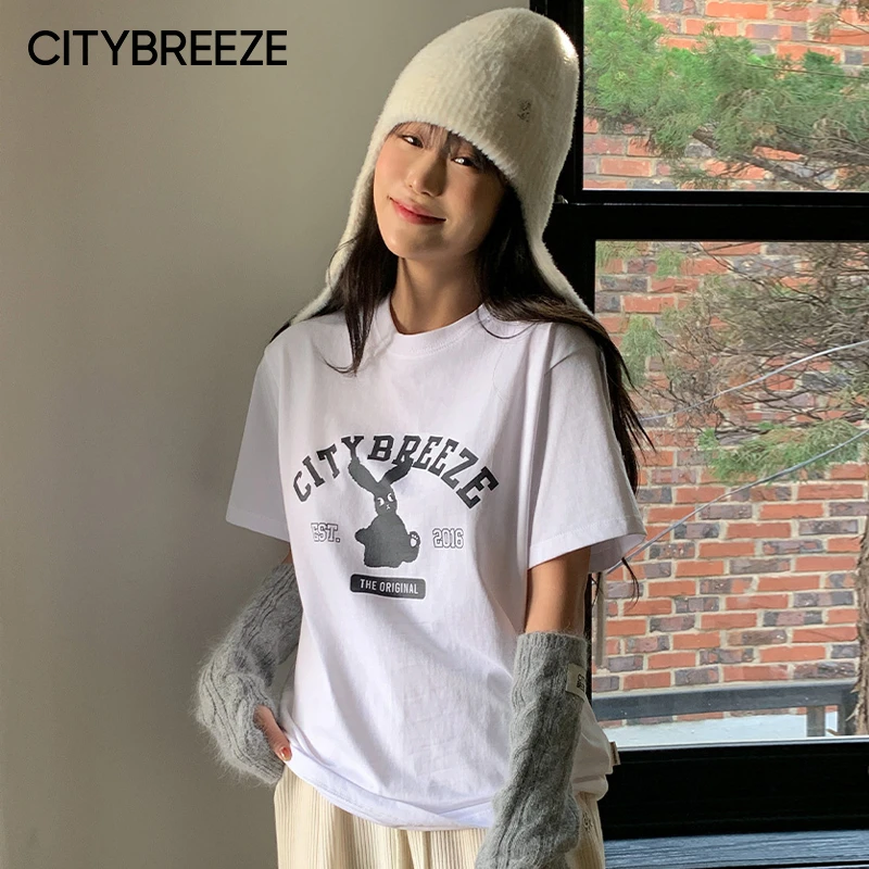 韩国CITYBREEZE城市潮萌图案短袖T恤夏季女韩版圆领ins风【梦一】