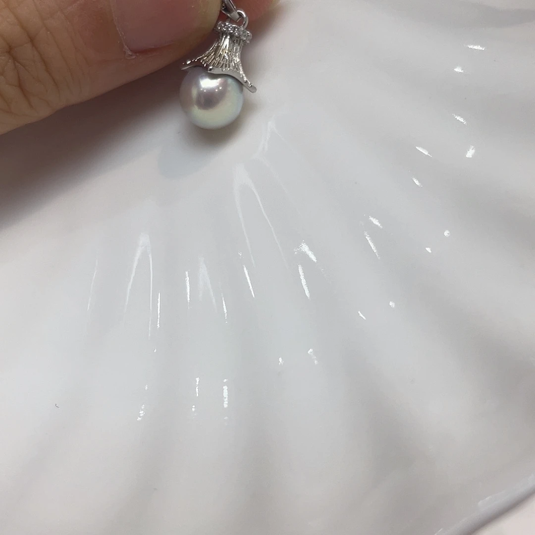 吊坠(不含链)银S925镶嵌海水珍珠