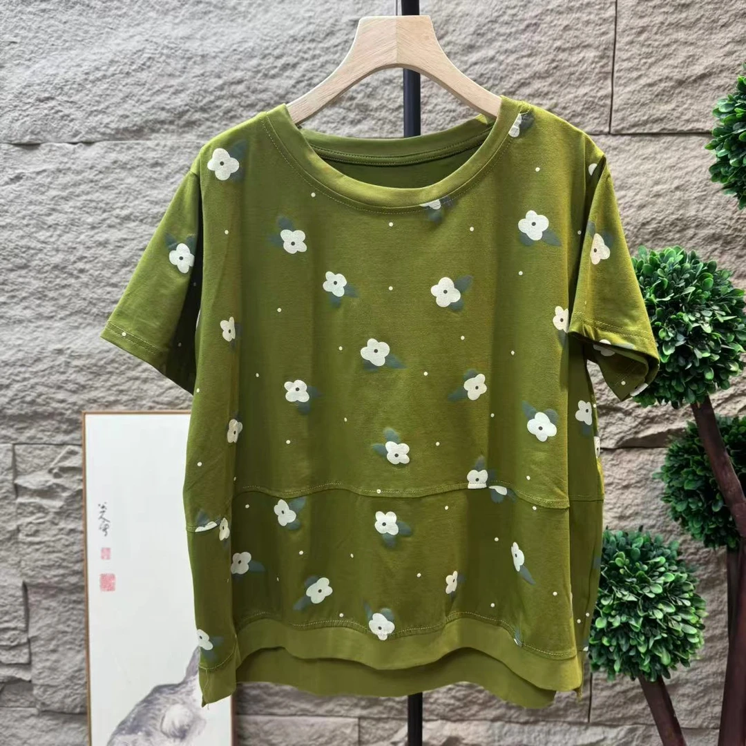 13335新款夏季休闲减龄印花宽松显瘦T恤