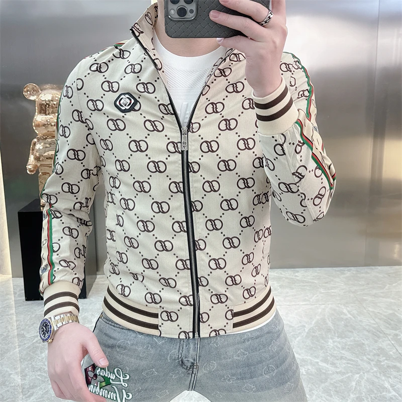 Mandsibil曼德西比利春秋夹克时尚修身帅气薄款立领外套休闲男士