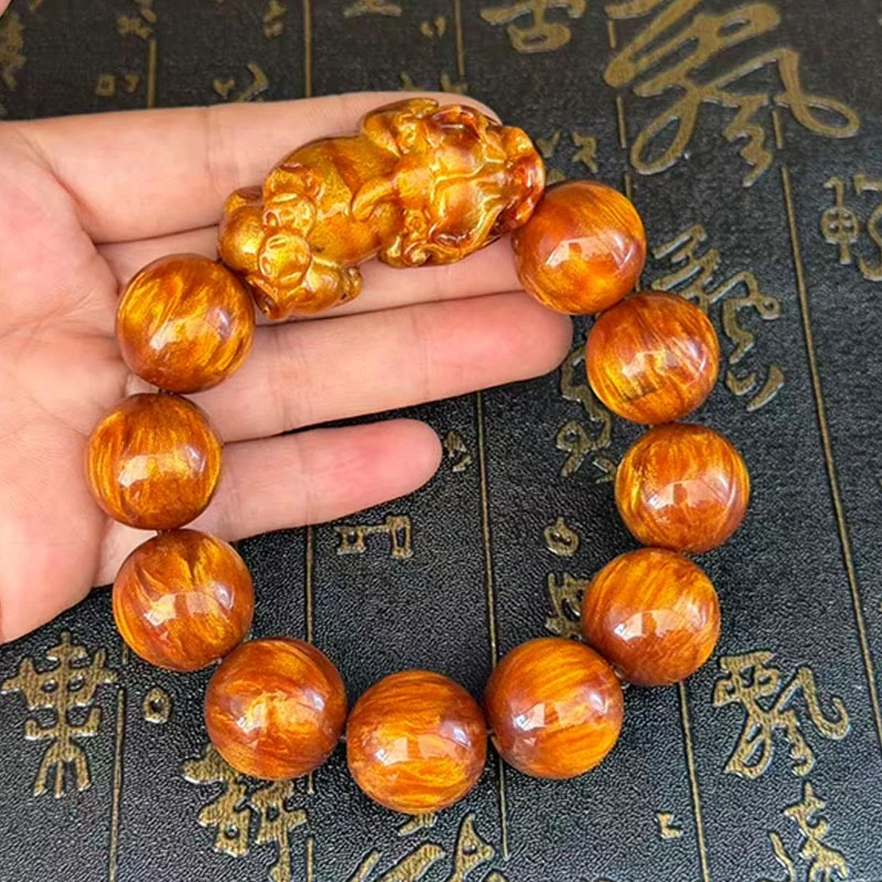 手链 MA-5612  金丝海柳2.0貔貅招财手串
