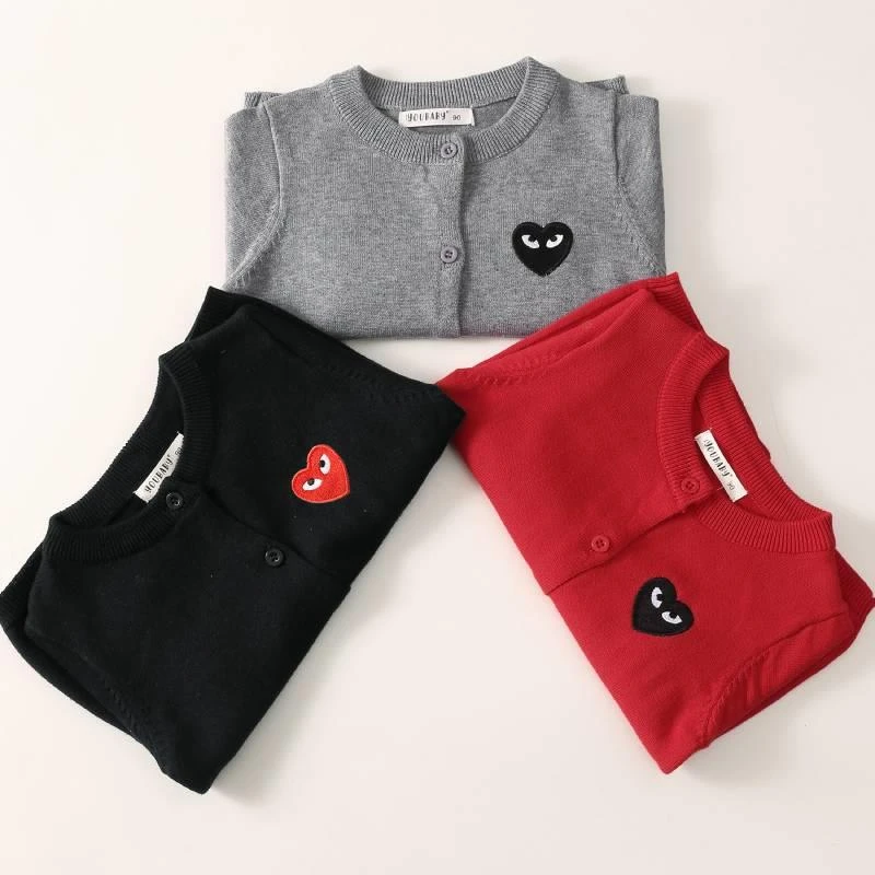 女宝灰色上衣儿童针织开衫外套春秋婴幼儿长袖上衣男女宝宝纯棉衣