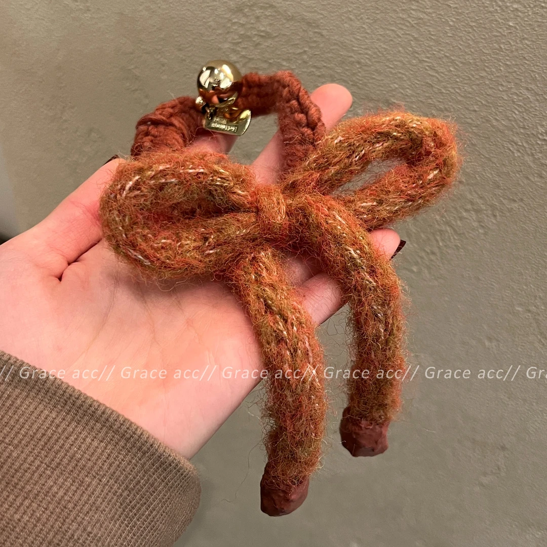 可爱心愿单～橘咖色蝴蝶结发圈！高颜值发绳春夏植绒头绳女盘发器
