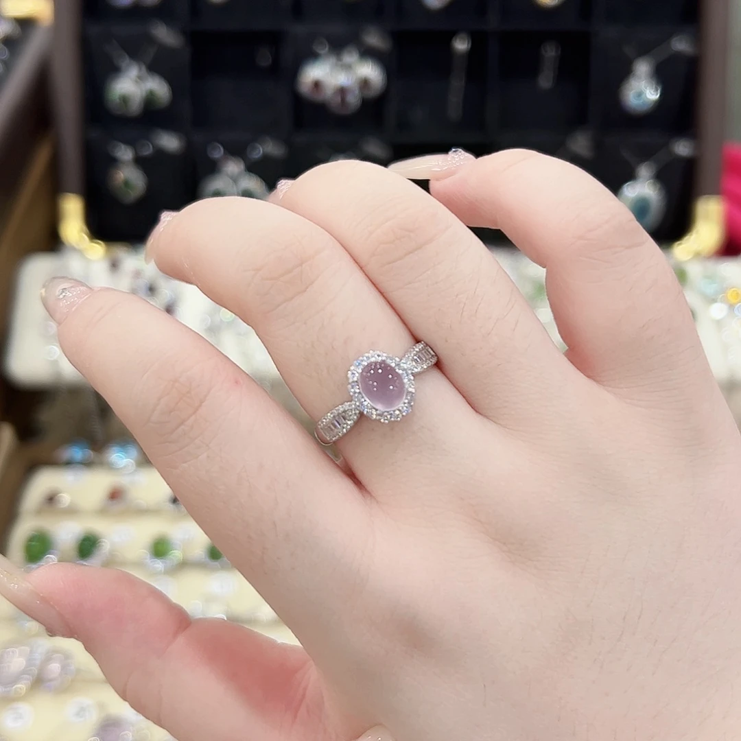心***海银S925镶嵌戒指萤石